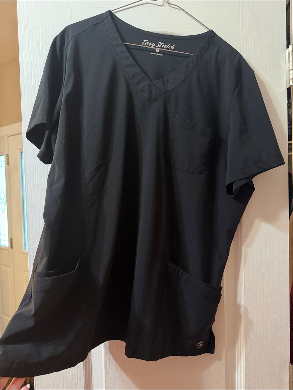Easy Stretch Men's Black V-Neck Scrub Shirt